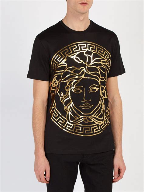 gold versace shirt men|Versace shirt black and gold.